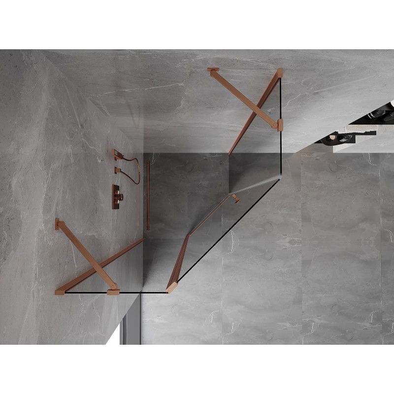 Mexen Mist петостенна душ кабина с отварящи се врати 80 х 80 см, прозрачна, четкана мед - 8A8-080-080-65-00