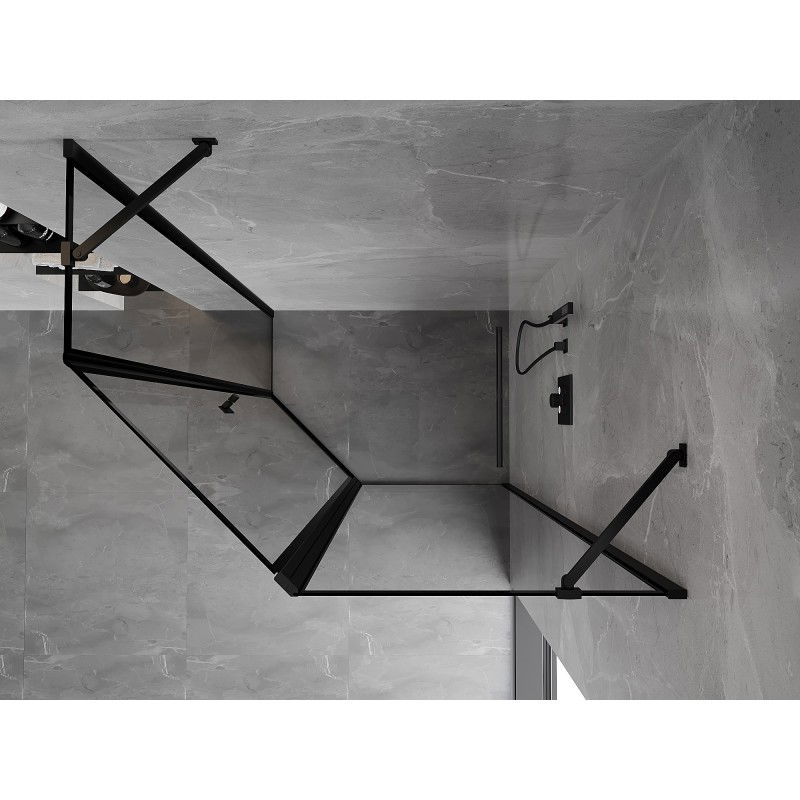 Mexen Mist асиметрична петостенна душ кабина, дясно отваряема, 100 x 80 см, черна рамка, черна - 8A8-100-080-70-70-P