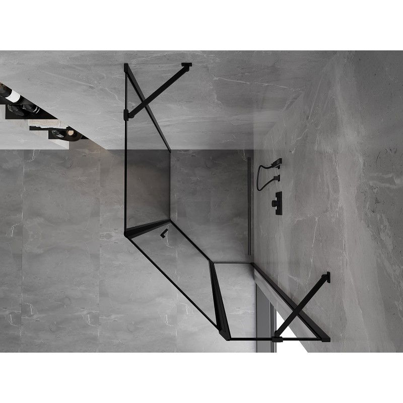 Mexen Mist правоъгълна асиметрична душ кабина с шарнирни врата 90 x 100 см, черна рамка, черна - 8A8-090-100-70-70-P