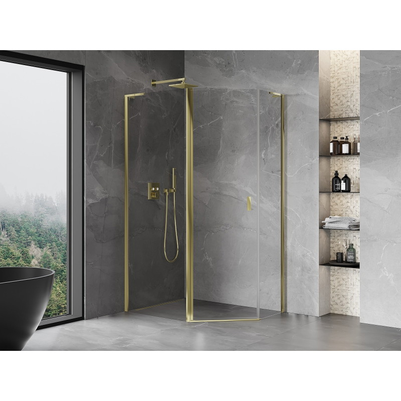 Mexen Mist L петостенна асиметрична душ кабина с врати 100 x 90 см, прозрачна,