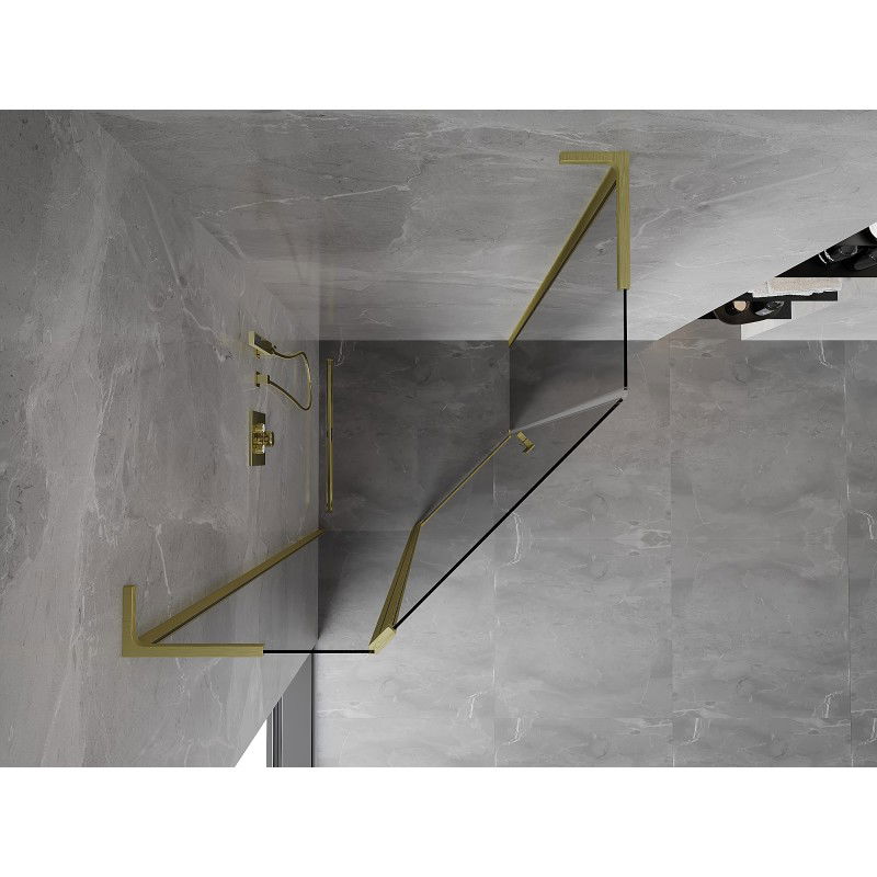 Mexen Mist L петстенно отваряща се душ кабина 90 x 90 см, прозрачна, злато матирано - 8A8L-090-090-55-00