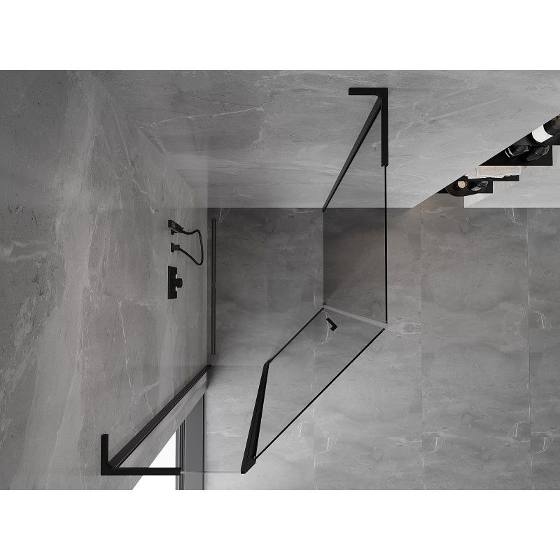 Mexen Mist L петоъгълна асиметрична душ кабина с врати 80 x 90 см, прозрачна, черна - 8A8L-080-090-70-00