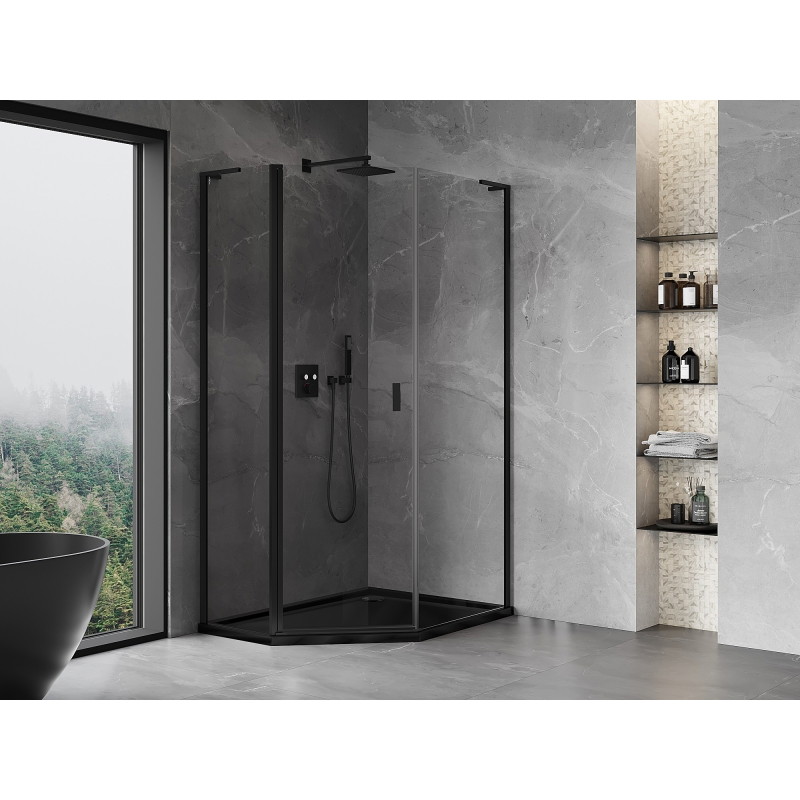 Mexen Mist L петстранна асиметрична душ кабина с отварящи се врати 80 x 90 см,