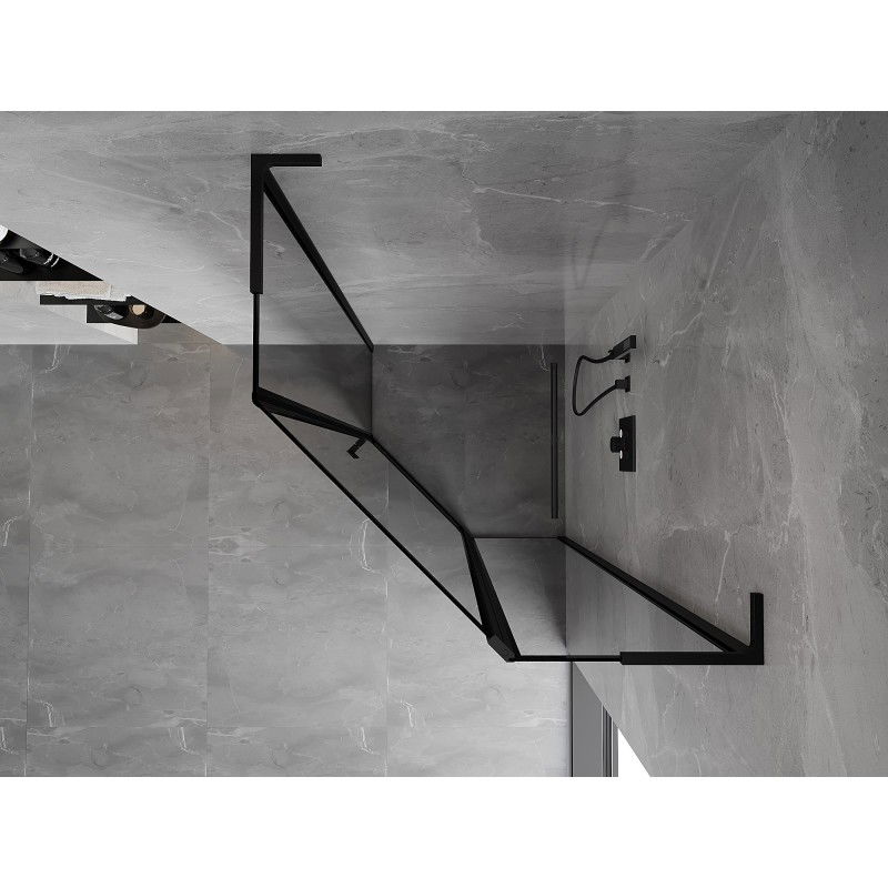 Mexen Mist L петстенна душ кабина, дясна, 100 x 100 см, черна рамка, черна - 8A8L-100-100-70-70-P