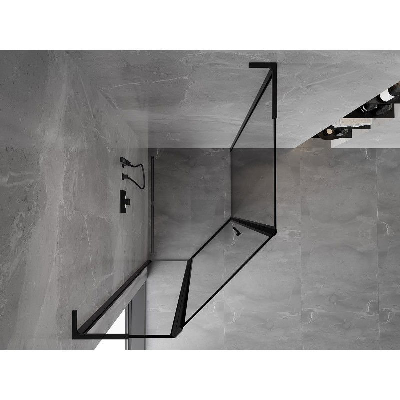 Mexen Mist L асиметрична петстенна душ кабина с врата 90 x 100 см, черна рамка, черна - 8A8L-090-100-70-70-L