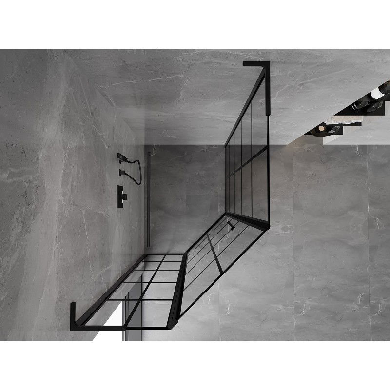 Mexen Mist L асиметрична ъглова душ кабина лява 80 x 90 см, черна решетка, черна - 8A8L-080-090-70-77-L