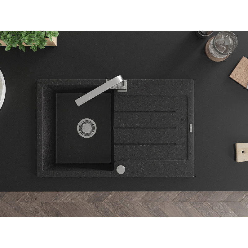 Mexen Bruno гранитна мивка с 1 отделение с отцедник и кухненски смесител Rita,