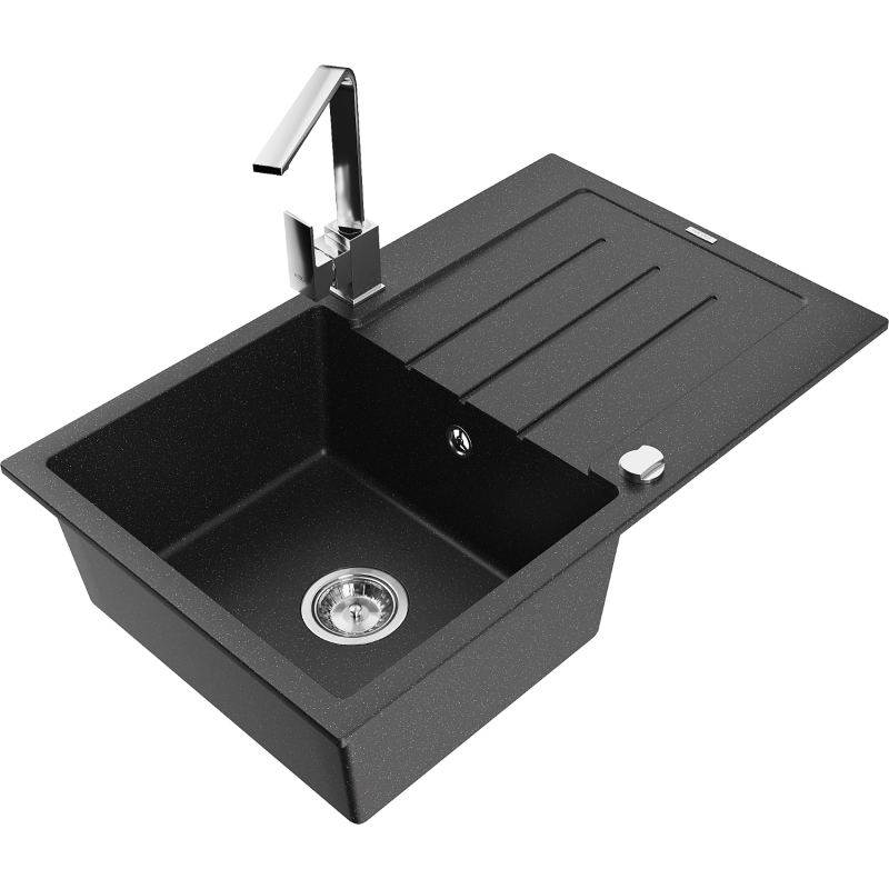 Mexen Bruno гранитна мивка с 1 отделение с отцедник и кухненски смесител Rita,