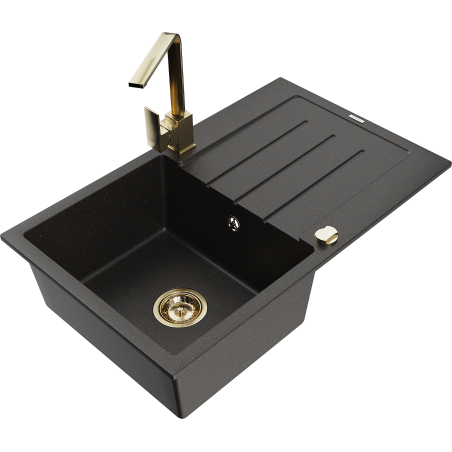 Mexen Bruno гранитна мивка с 1 камера с отцедник и кухненски смесител Rita,