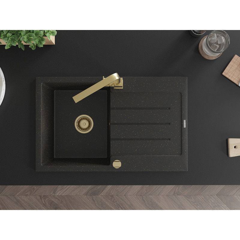 Mexen Bruno гранитна мивка с 1 камера с отцедник и кухненски смесител Rita,
