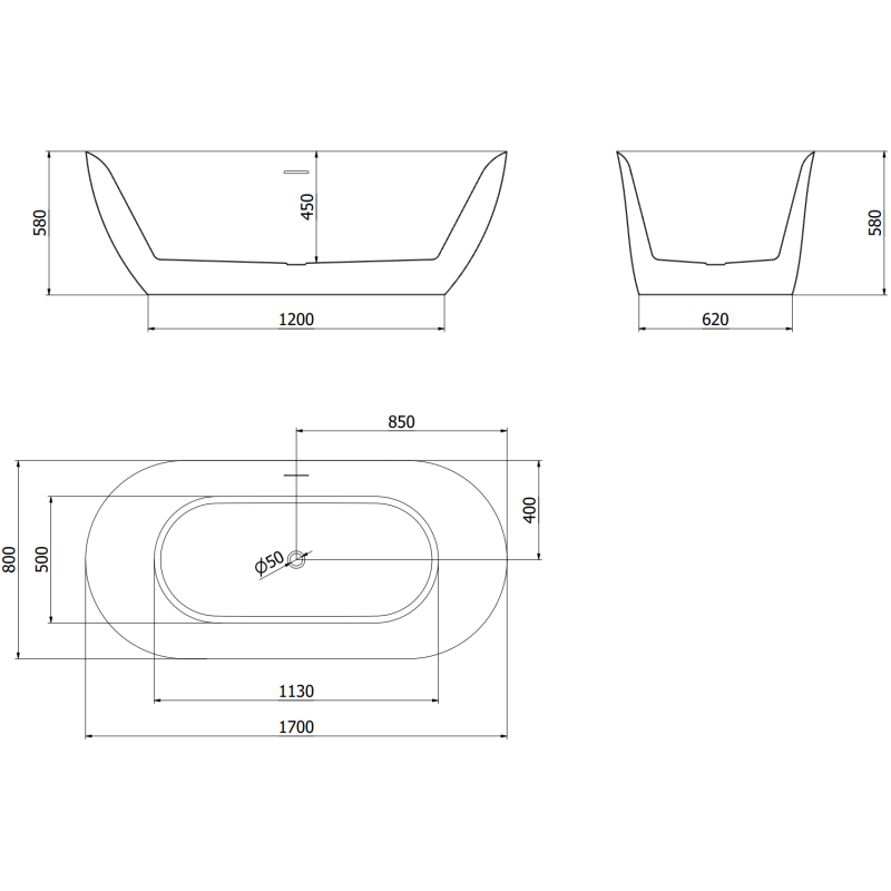 Mexen Roxy самостоятелно стояща вана 170 x 80 см, бяла, преливник розово злато - 51201708000-60
