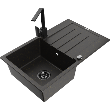 Mexen Bruno гранитна мивка с една камера с отцедник и кухненски смесител