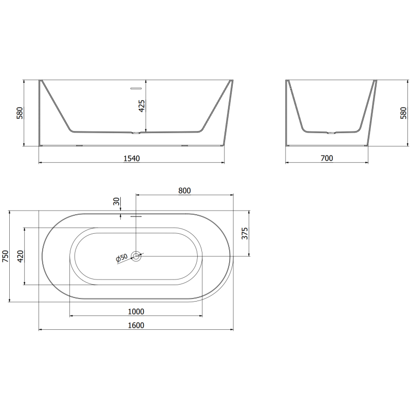 Mexen Mia вана свободностояща ъглова лява 160 x 75 см, бяла/черна, преливник