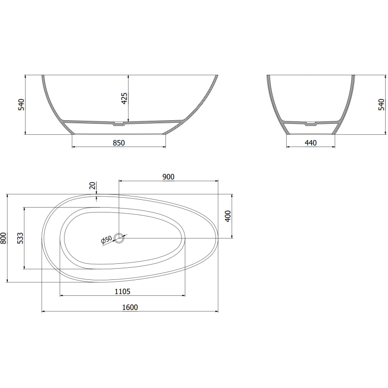 Mexen Glass черна свободностояща вана прозрачна 160 x 80 см, хромиран изпускател - 58061608013