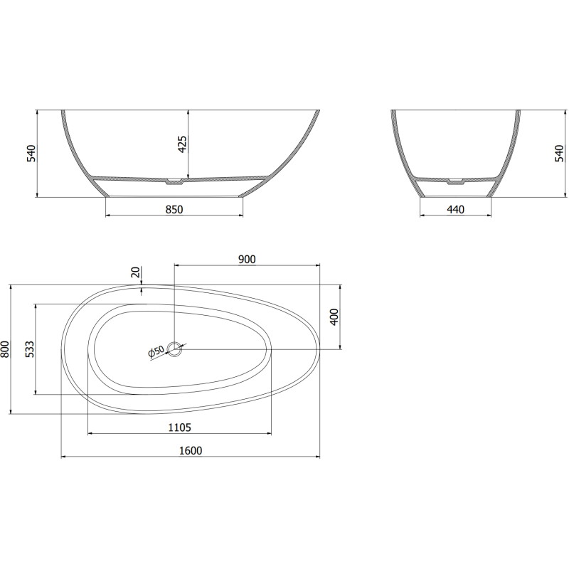 Mexen Glass прозрачна свободностояща вана 160 x 80 см, черна, хромиран сифон