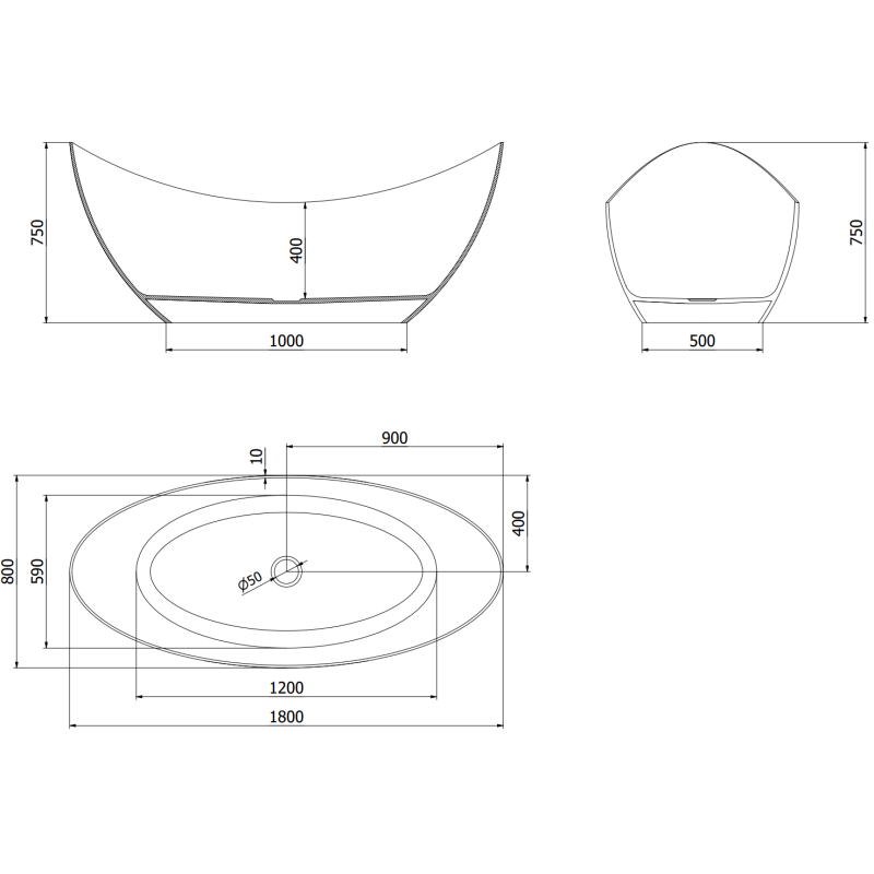 Mexen Vea свободно стояща прозрачна вана 180 x 80 cm, хромиран отвор - 58091808007