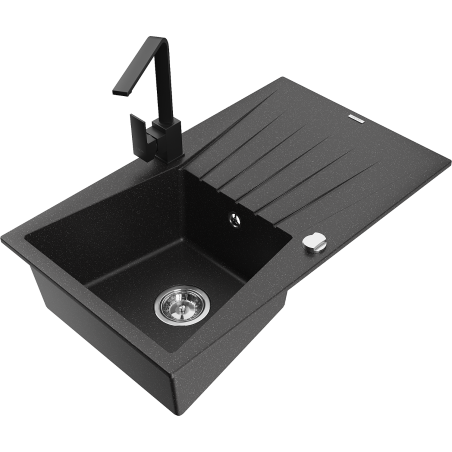 Mexen Cesar гранитна мивка с 1 корито с отцедник и кухненски смесител Rita,