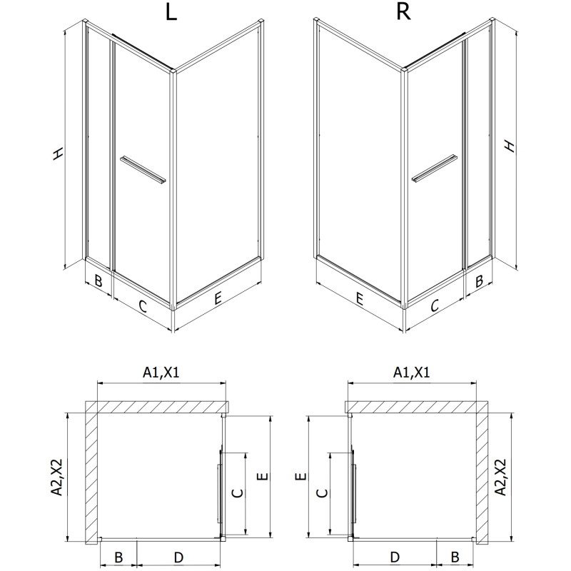 Mexen Linea плъзгаща се душ кабина 80 x 100 см, прозрачна, хром - 8E1-080-100-01-01