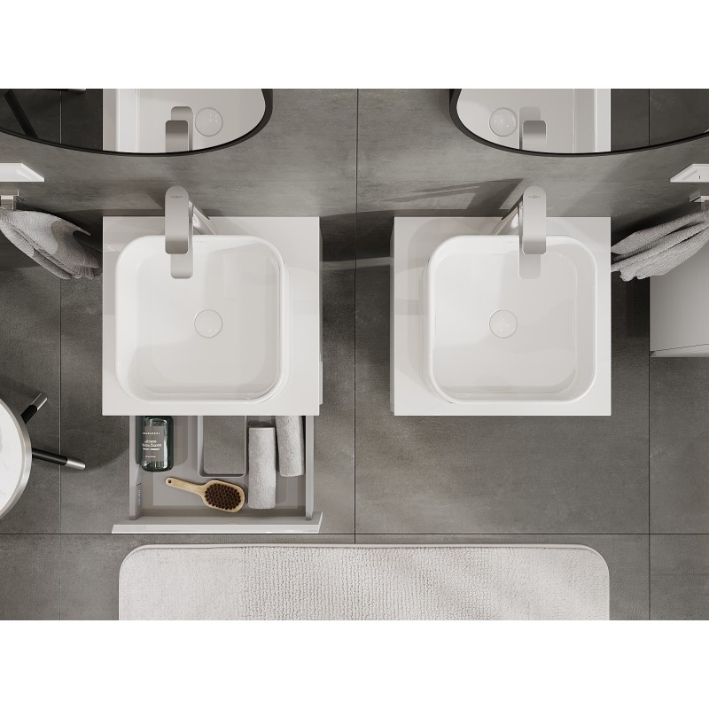 Mexen Orio шкаф за баня под умивалник 50 см с плот, 1 чекмедже, бял гланц - 91A10-05023-1-BFC00