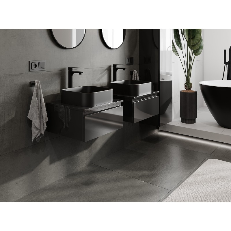 Mexen Orio шкаф за баня под мивка 50 см с плот, 1 чекмедже, черен гланц - 91A10-05023-1-BFC70