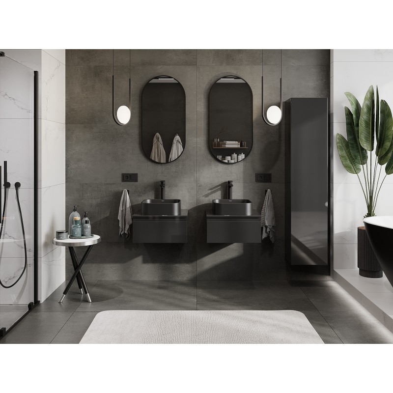 Mexen Orio шкаф за баня под мивка 50 см с плот, 1 чекмедже, черен гланц - 91A10-05023-1-BFC70