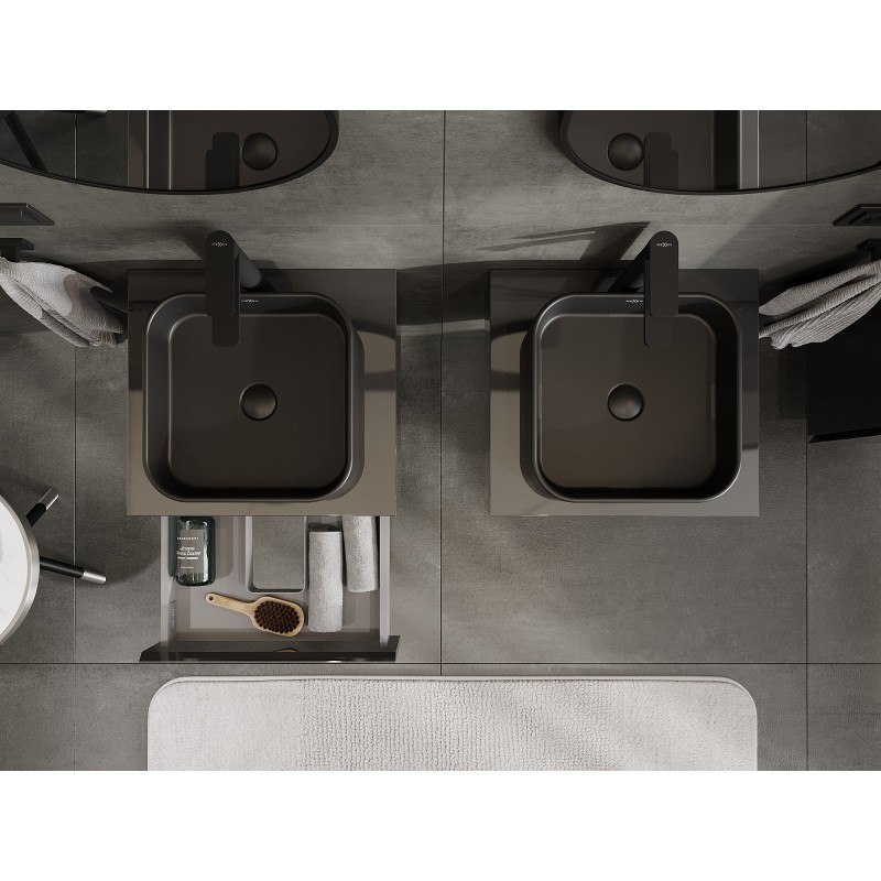 Mexen Orio шкаф за баня под мивка 50 см с плот, 1 чекмедже, черен гланц - 91A10-05023-1-BFC70