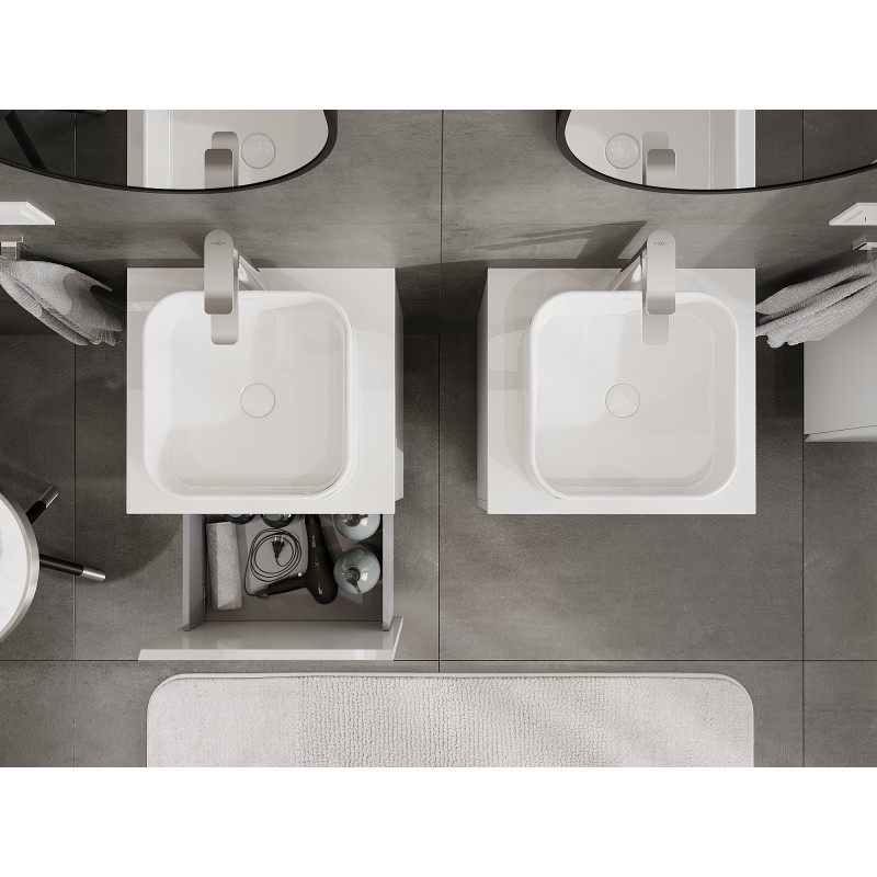 Mexen Orio шкаф за баня под умивалник 50 см с плот, 1 чекмедже, бял гланц - 91A10-05047-1-BFC00