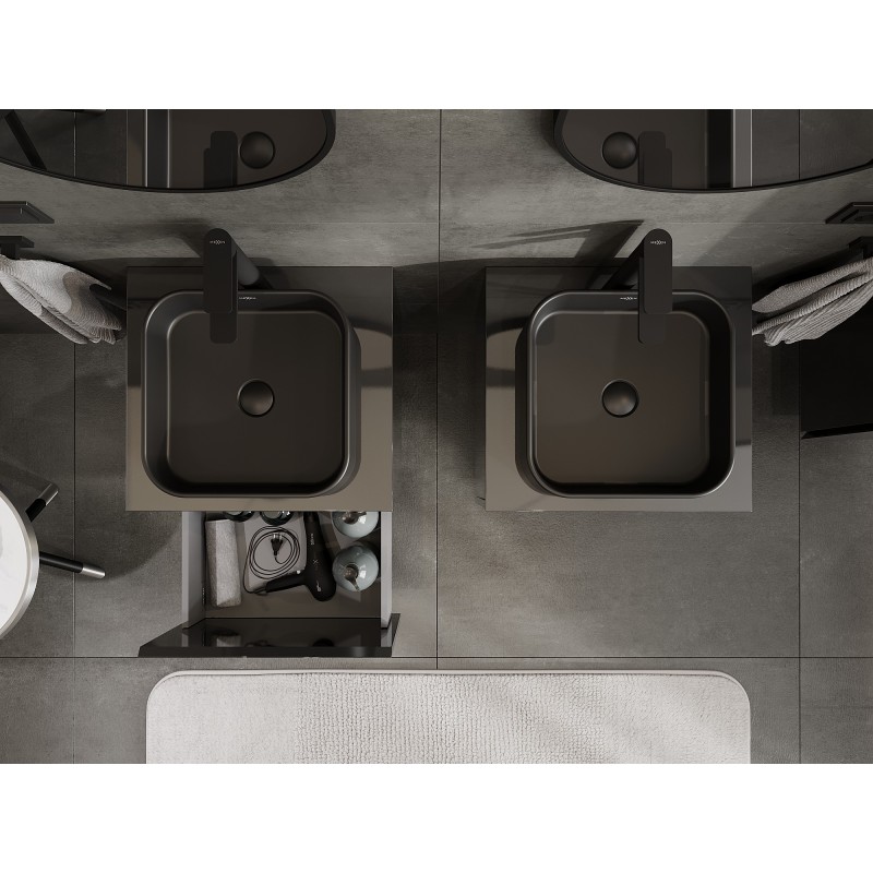 Mexen Orio баня шкаф под умивалник 50 см с плот, 1 чекмедже, черен гланц - 91A10-05047-1-BFC70