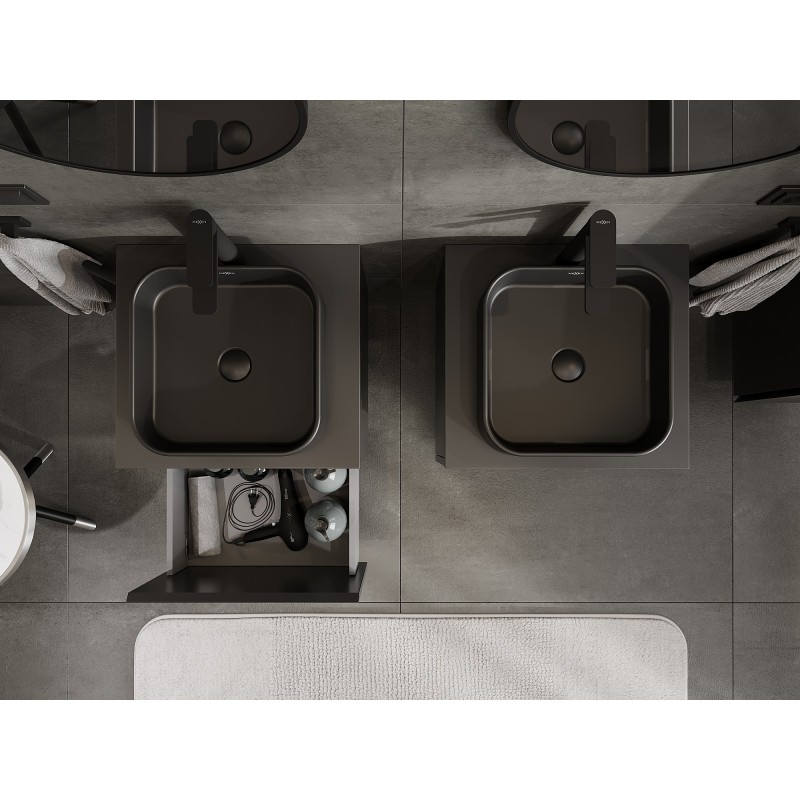 Mexen Orio шкаф за баня под мивка 50 см с плот, 1 чекмедже, черен мат - 91A10-05047-1-BFC71