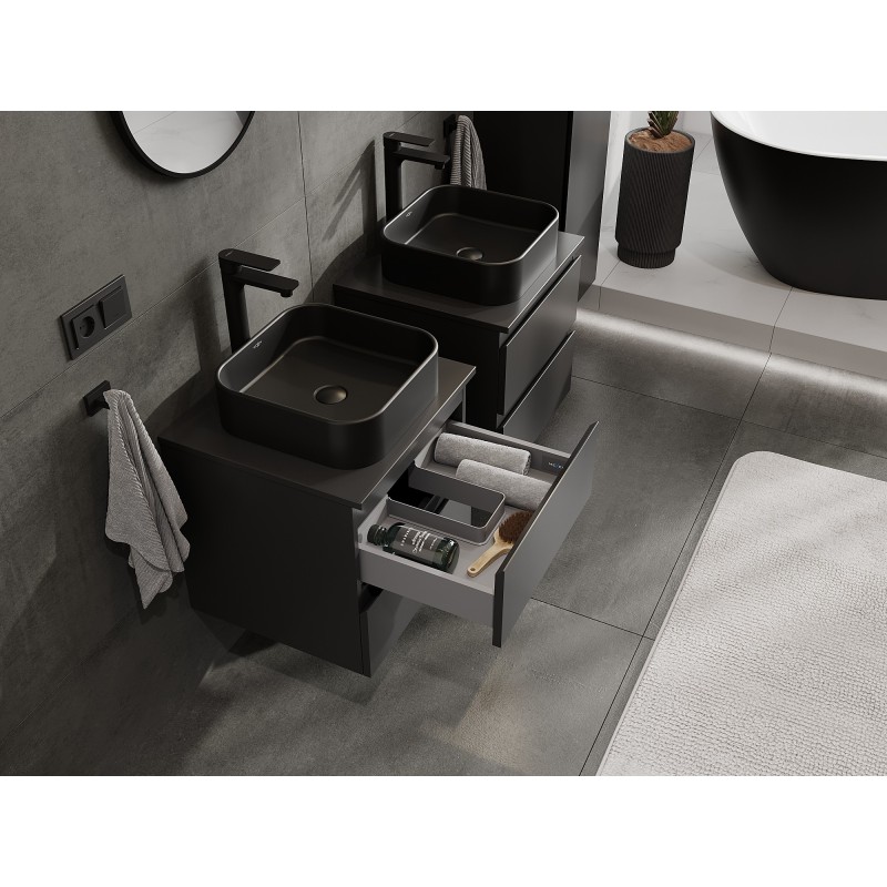 Mexen Orio шкаф за баня под мивка 50 см с плот, 2 чекмеджета, черен мат - 91A10-05047-2-BFFC71