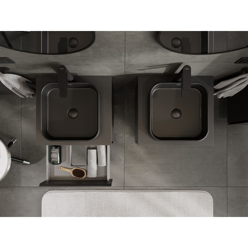 Mexen Orio шкаф за баня под мивка 50 см с плот, 2 чекмеджета, черен мат - 91A10-05047-2-BFFC71