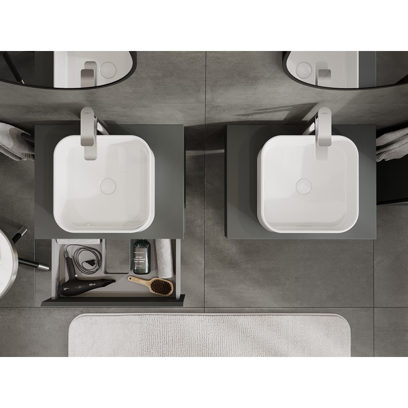 Mexen Orio шкаф за баня под мивка 60 см с плот, 1 чекмедже, графит мат - 91A10-06023-1-BFC66