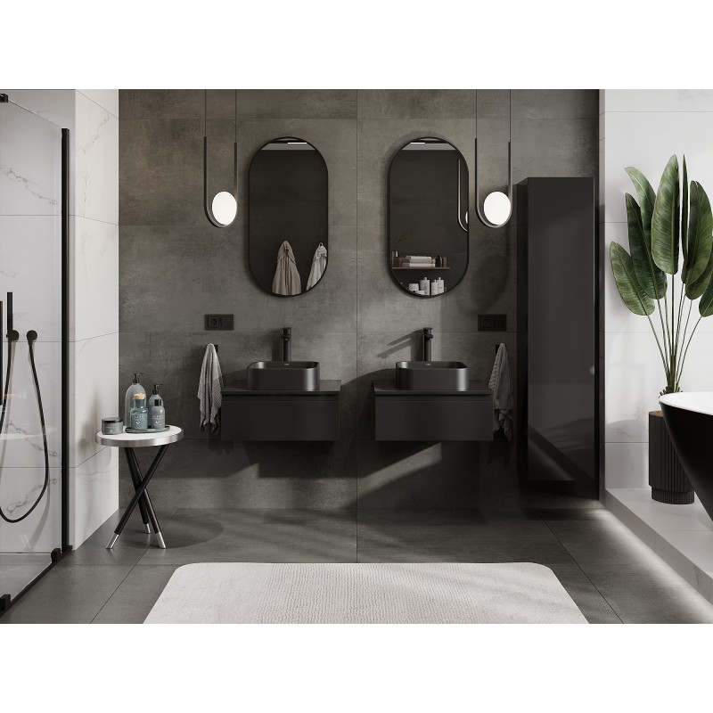 Mexen Orio шкаф за баня под умивалник 60 см с плот, 1 чекмедже, черен гланц