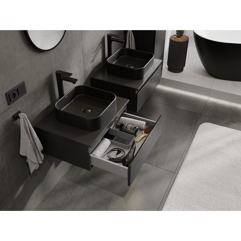 Mexen Orio шкаф за баня под мивка 60 см с плот, 1 чекмедже, черен мат - 91A10-06023-1-BFC71