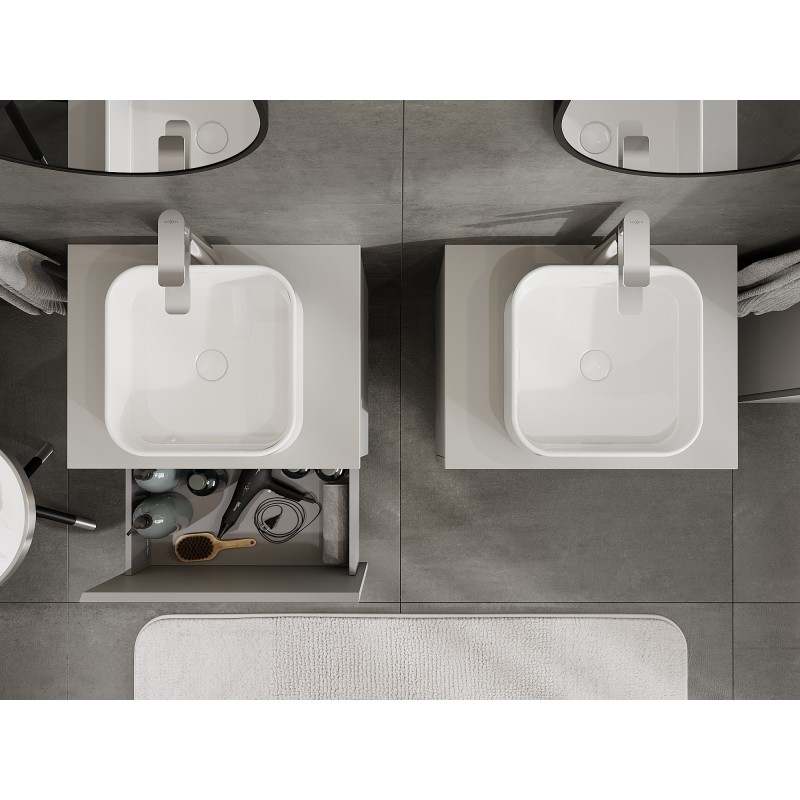 Mexen Orio шкаф за баня с плот под умивалник 60 см, 1 чекмедже, сив мат