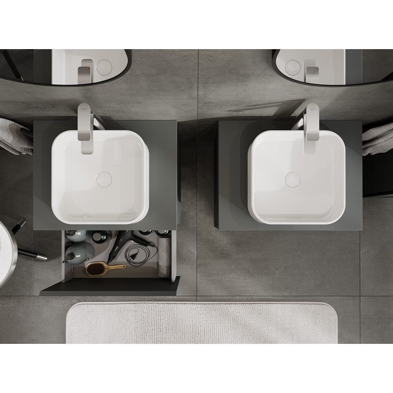 Mexen Orio баня шкаф под мивка 60 см с плот, 1 чекмедже, графит мат