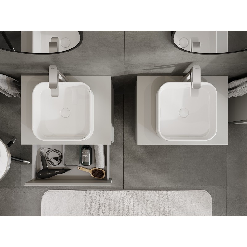 Mexen Orio шкаф за баня за мивка 60 см с плот, 2 чекмеджета, сив мат - 91A10-06047-2-BFFC62