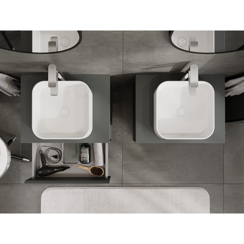 Mexen Orio шкаф за баня под мивка 60 см с плот, 2 чекмеджета, мат графит