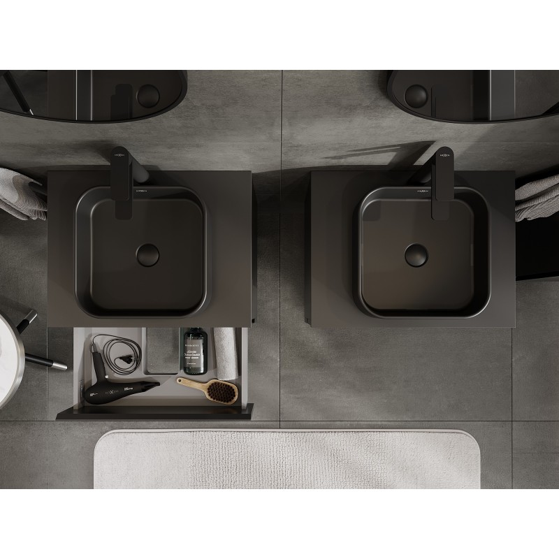 Mexen Orio шкафа за баня под мивка 60 см с плот, 2 чекмеджета, черен мат - 91A10-06047-2-BFFC71
