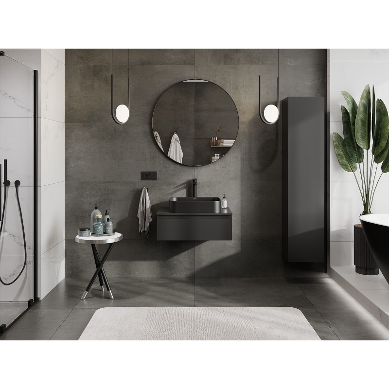 Mexen Orio шкаф за баня под мивка 70 см с плот, 1 чекмедже, черен мат - 91A10-07023-1-BFC71