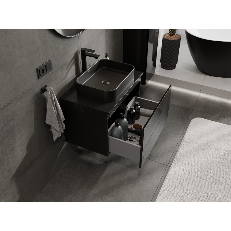 Mexen Orio баня шкаф под умивалник 70 см с плот, 1 чекмедже, черен гланц - 91A10-07047-1-BFC70