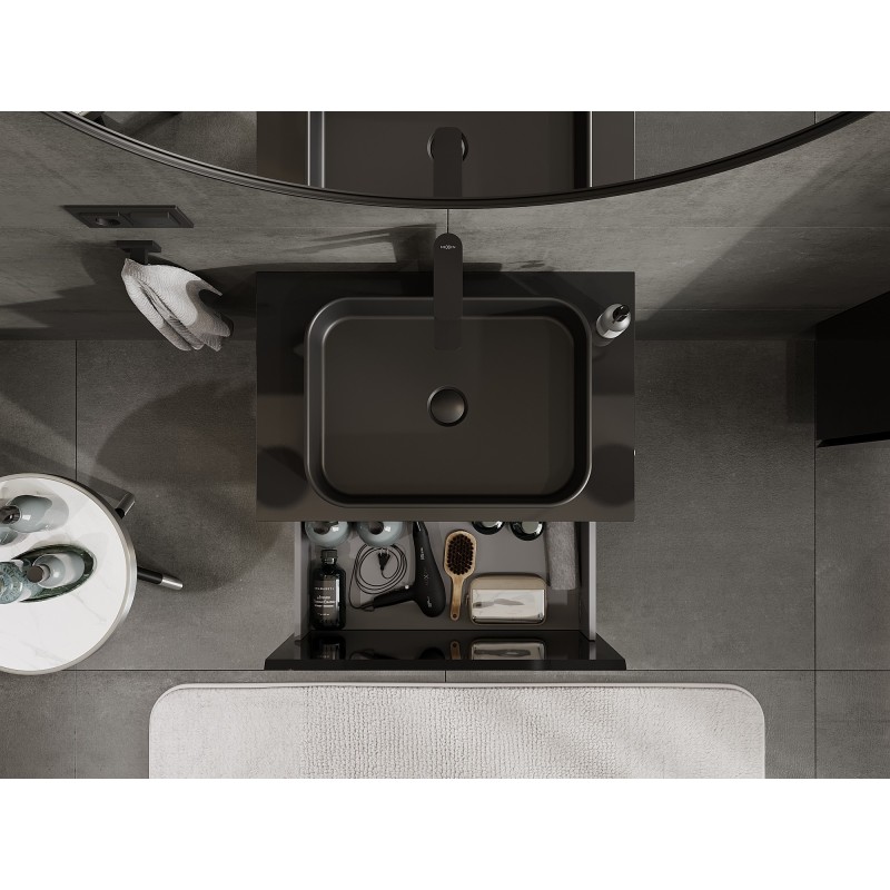 Mexen Orio баня шкаф под умивалник 70 см с плот, 1 чекмедже, черен гланц - 91A10-07047-1-BFC70