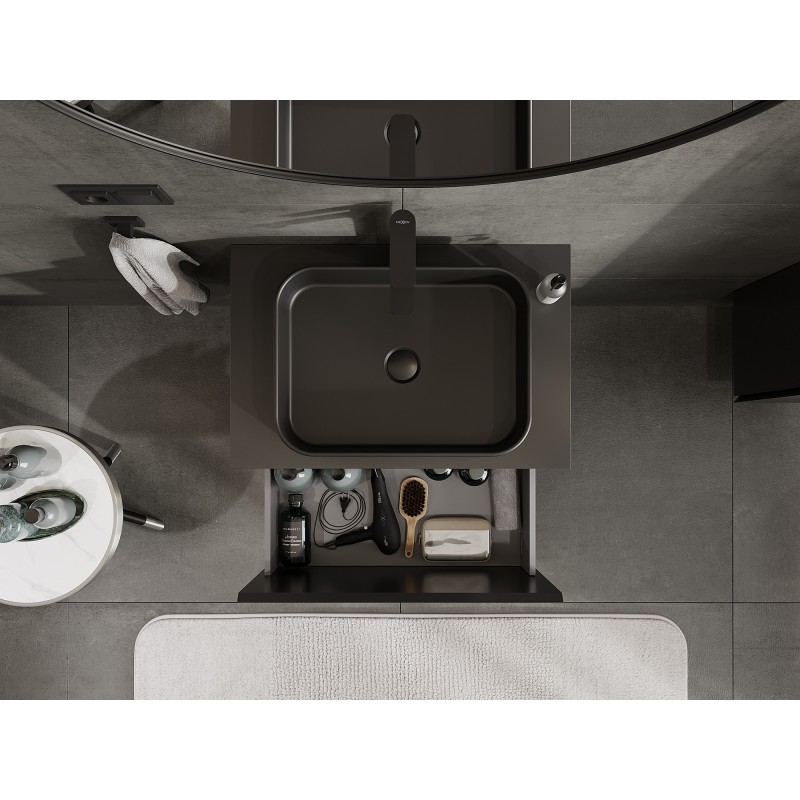 Mexen Orio шкафче за баня под мивка 70 см с плот, 1 чекмедже, черно матово - 91A10-07047-1-BFC71