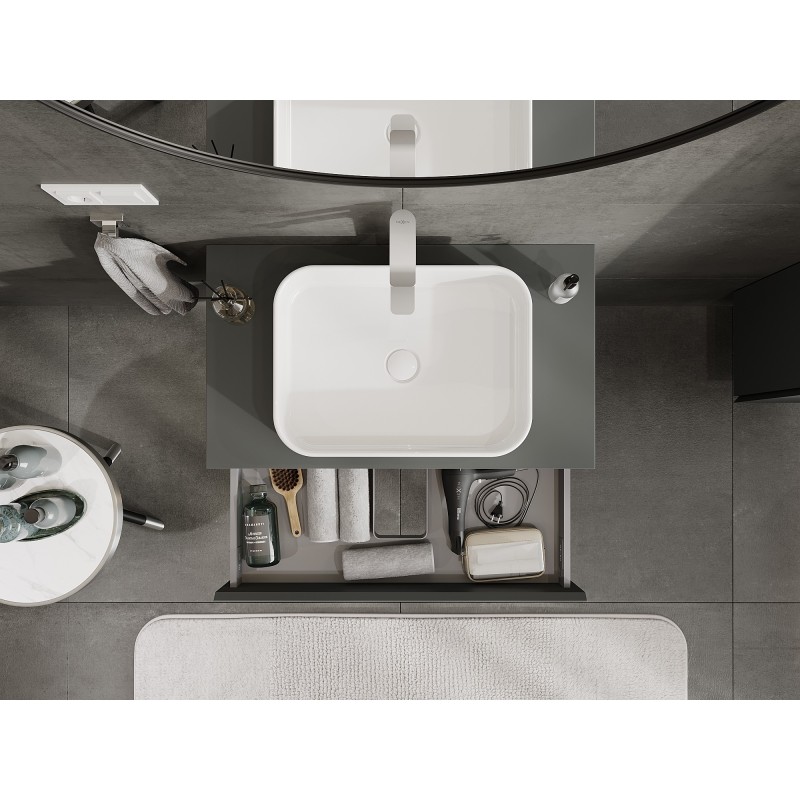 Mexen Orio шкаф за баня под мивка 80 см с плот, 1 чекмедже, мат графит