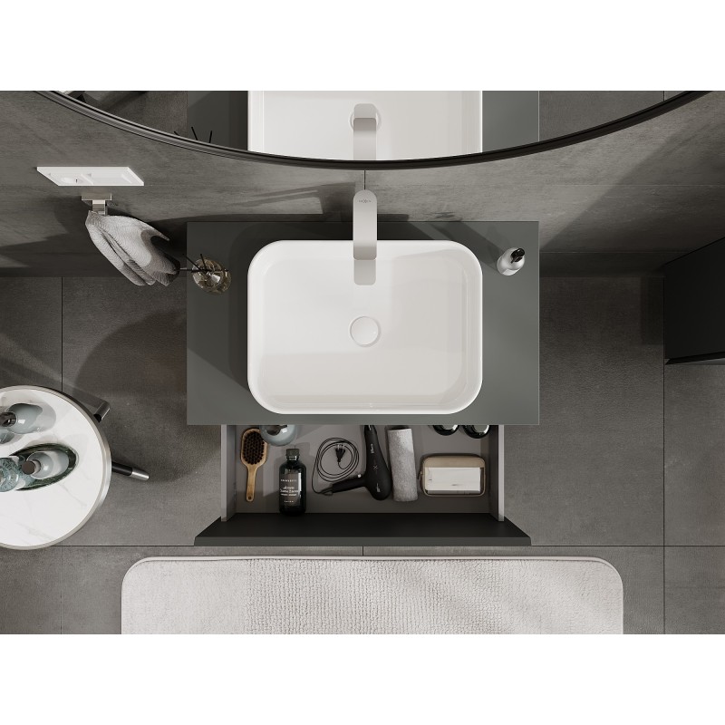 Mexen Orio шкаф за баня под умивалник 80 см с плот, 1 чекмедже, мат графит - 91A10-08047-1-BFC66