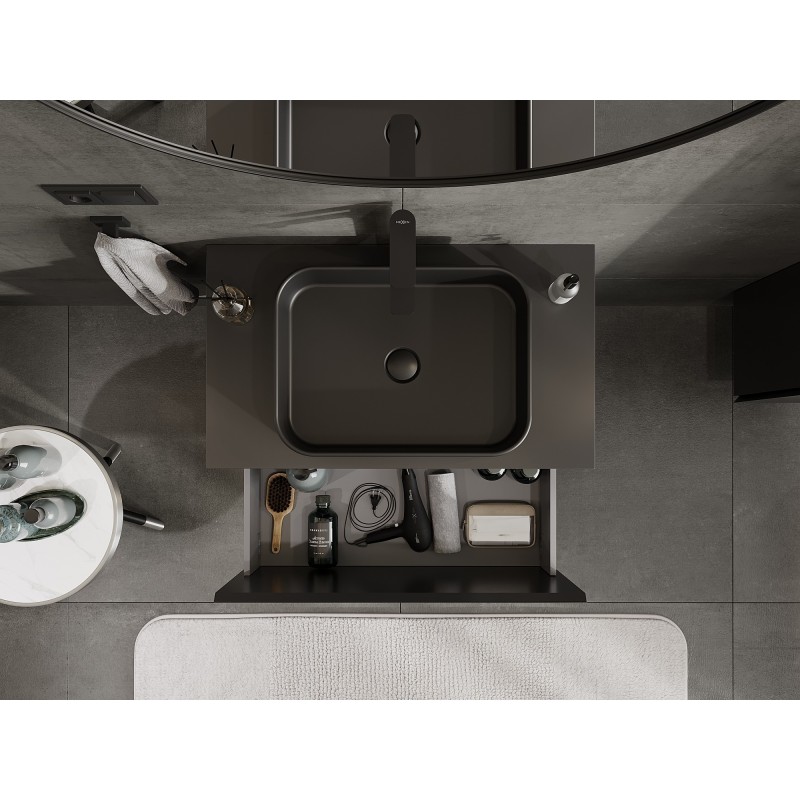 Mexen Orio шкаф за баня под умивалник 80 см с плот, 1 чекмедже, черен мат