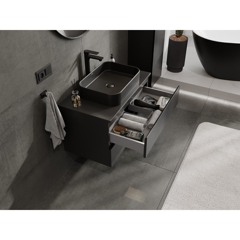 Mexen Orio шкаф за баня под умивалник 80 см с плот, 2 чекмеджета, черен мат