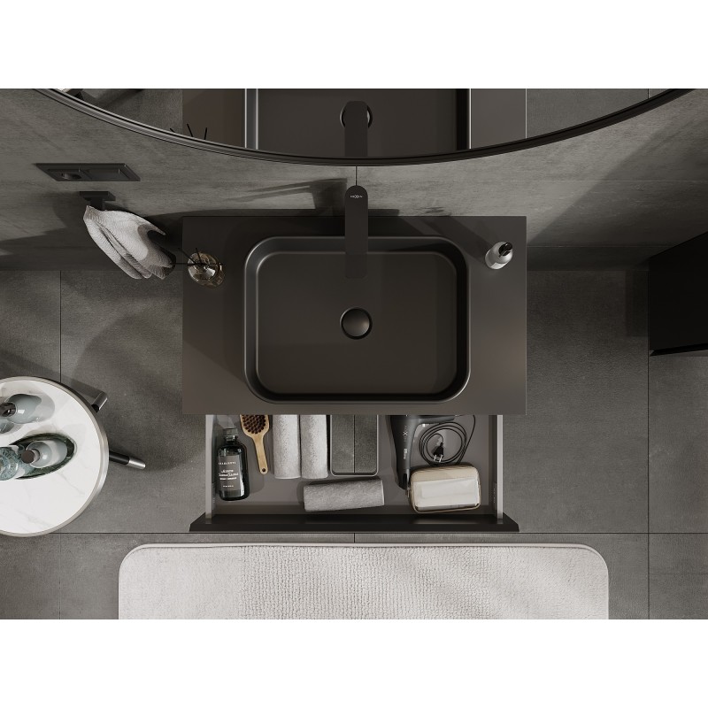 Mexen Orio шкаф за баня под умивалник 80 см с плот, 2 чекмеджета, черен мат