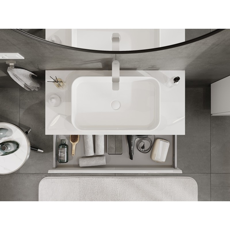 Mexen Orio шкаф за баня под мивка 100 см с плот, 1 чекмедже, бял гланц - 91A10-10023-1-BFC00