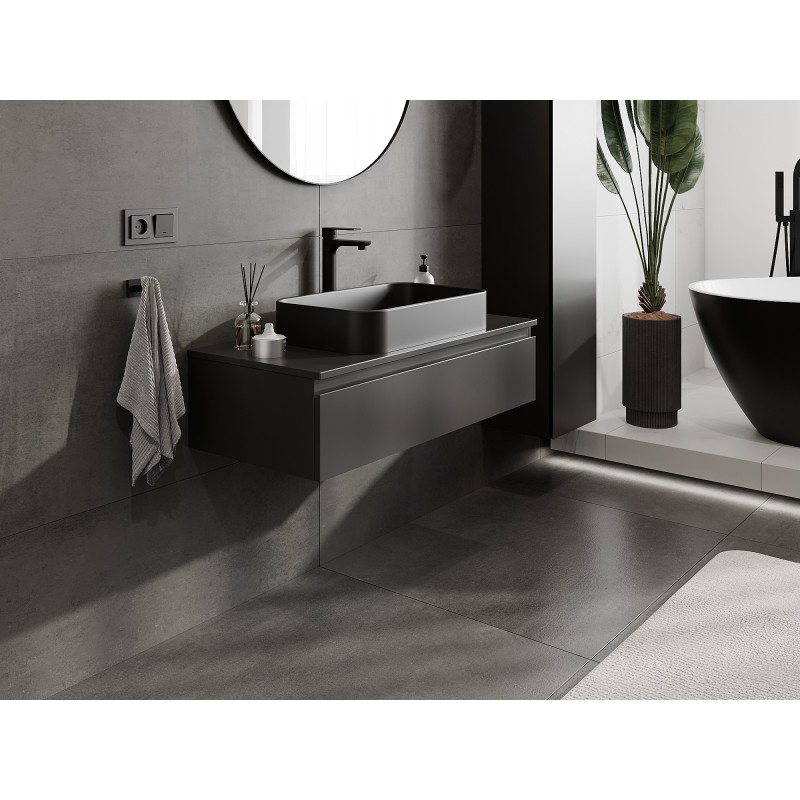 Mexen Orio шкаф за баня под умивалник 100 см с плот, 1 чекмедже, черен мат